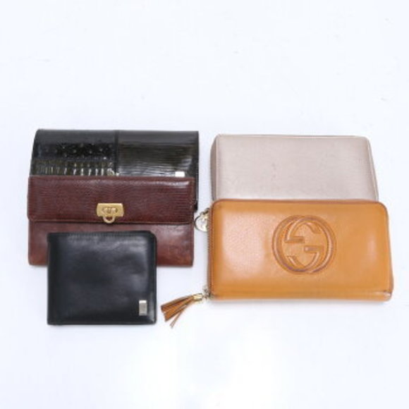 Set Leather Long Wallet Zip Gucci Givenchy Ferragamo - Picture 1 of 3